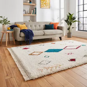 Multicolor Geometric Kilim Modern Shaggy Moroccan Easy to clean Rug for Bedroom & Living Room-120cm X 170cm