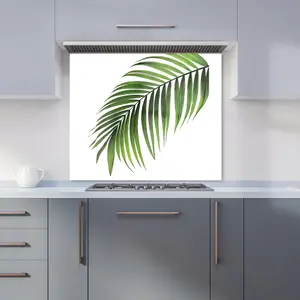 Single Palm Leaf Premium Glass Kitchen Splashback W600mm x H750mm