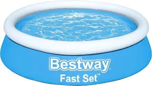 Bestway Fast Set 6 Foot x 20 Inch Round Inflatable Above Ground Outdoor Swimming Pool Repair Patch Blue Family Kids