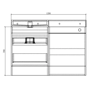 Solstice Metallic Left Hand Bathroom Vanity Basin & WC Unit Combination (W)1200mm (H)890mm