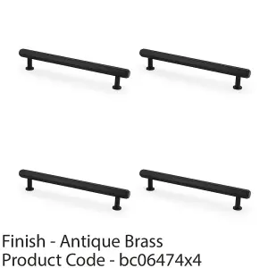 4 PACK - Industrial Hex T Bar Pull Handle - Matt Black 160mm Centres Kitchen Cabinet Door