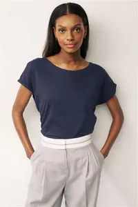 Womens Next Blue Dark Navy Cap Sleeve T-Shirt Top - Blue Dark Navy