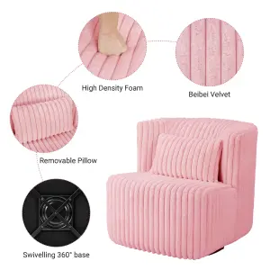 360 Degrees  Fleece Swivel Accent Chair Pink