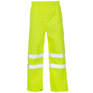 Hi-Vis Overtrousers300D Oxford PU Yellow 4XL  KNEE BAND