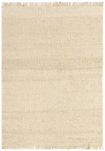 Modern Handmade Kilim Cream Plain Jute Rug for Living Room Bedroom & Dining Room-200cm X 290 cm