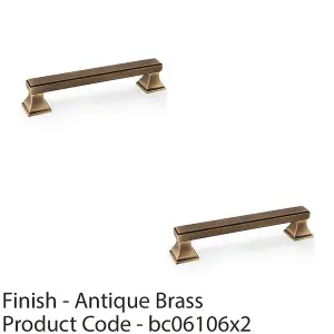 2 PACK - Chunky Square Pull Handle - Antique Brass 128mm Centres SOLID BRASS Drawer Door