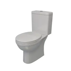 Thasos White Close-coupled Round Toilet set with Soft close seat & Close coupled cistern