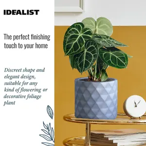 IDEALIST™ Indoor Plant Pot, (Dia) 20cm Grey Reinforced Stone Round Planter Also Can Be Used as Hanging Plant Pot D20 H24 cm