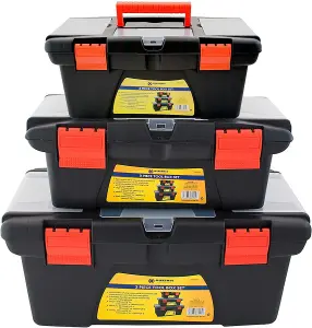 New Set Of 3 Tool Boxes Storage Tool Organiser Diy Compartment With Removeable Trays