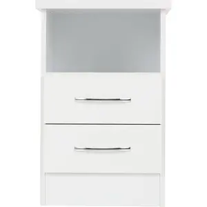 Cascio 2 Drawer Bedside Table White Gloss