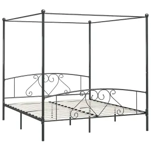 Berkfield Canopy Bed Frame Grey Metal 200x200 cm