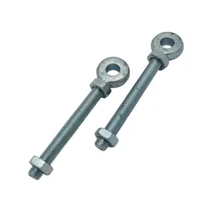 X2 20MM x 150MM Zinc Plated Swing Gate Eye Bolts With 2 Nuts (Bright Gate Hinge Eyebolt)