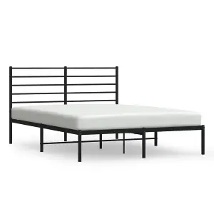 Berkfield Metal Bed Frame with Headboard Black 140x200 cm