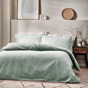 Yard Waffle Textured 100% Cotton Duvet Cover Set