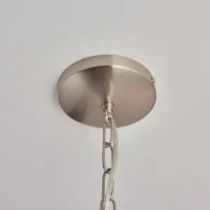 Anson Lighting Powell 4lt Pendant light finished in Satin nickel plate and clear glass