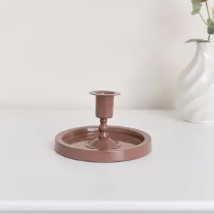 Melody Maison Terracotta Pink Round Candlestick Holder - 7cm