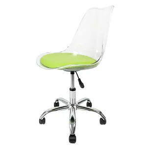 Soho Clear Plastic Dining Chair with Swivel Base Green