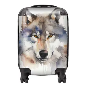 Wolf Watercolour Suitcase - Small