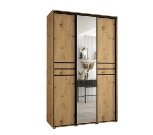  Cannes XI Mirrored Sliding Door Wardrobe W150cm - Elegant Oak Artisan Storage Solution