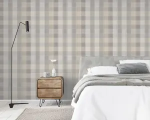 Arthouse Country Check Grey Wallpaper