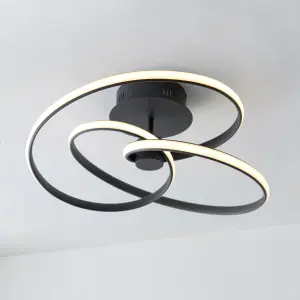 Anson Lighting Keena Sand Black Integrated LED Semi Flush Ceiling Fitting