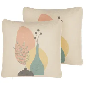 Set of 2 Cushions CARDOON 45 x 45 cm Abstract White