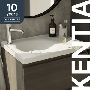 GoodHome Kentia Matt White Rectangular Vanity Basin (W)60.6cm