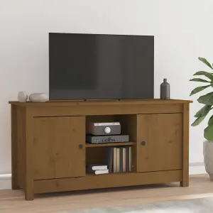 Berkfield TV Cabinet Honey Brown 103x36.5x52 cm Solid Wood Pine