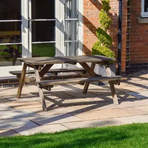 Oakham 4ft Picnic Bench - L122 x W140 x H72.5 cm - Rustic Brown