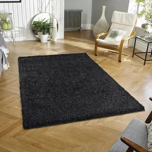 Wadan 160x230cm Anthracite Shaggy Rug, Rectangular Soft Touch Thick Pile Modern Area Rug, Rugs for Living & Bedroom Non Shedding