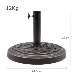 GardenKraft 16900 Heavy Duty Resin Parasol Base with Celtic Pattern