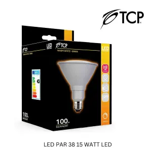 TCP LED PAR 38 15W ES PAR38 LIGHT BULB WARM WHITE ES 1200 LM 3000K DIMMABLE