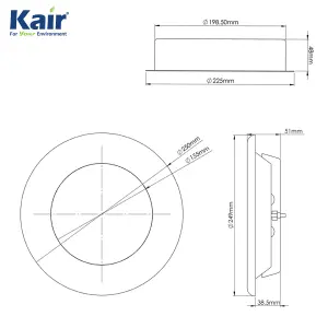 Kair Fire Rated Ceiling Extract Valve 200mm - 8 inch White Coated Metal Vent