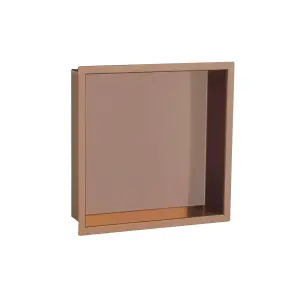 Solid Brass Wet Room Shower Niche Recessed Storage Shelf in Brushed Bronze - 300x300mm