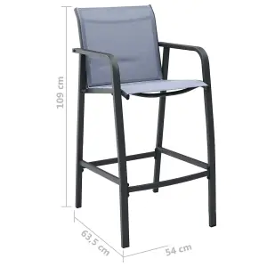 Berkfield Garden Bar Chairs 2 pcs Grey Textilene