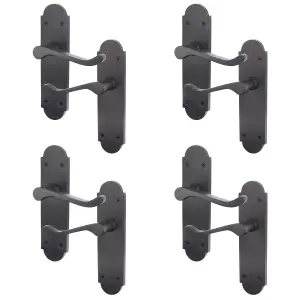 AFIT Matt Black Door Handles - Victorian Scroll Shaped - 4 Pairs of Internal Latch Door Handles