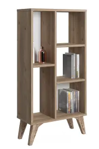 Frame Bookcase Free Standing Storage Shelf, 55 x 25 x 106 cm 5 Display Shelves, Bookshelf, Open Cabinet, Oak