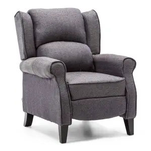 WestWood Grey Vintage Armchair Sofa Recliner Lounge Fabric Tub Chair Seat Home