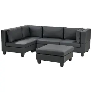 Corner Sofa with Ottoman UNSTAD Black Right Hand