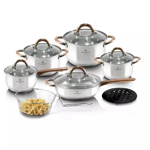 BLAUMAN 13 Pcs Cookware Set Stainless Steel Pots Pans Non Stick Inc Fry Basket