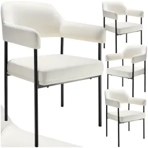 armchair Doé, upholstered, steel legs - Woven fabric off-white/black