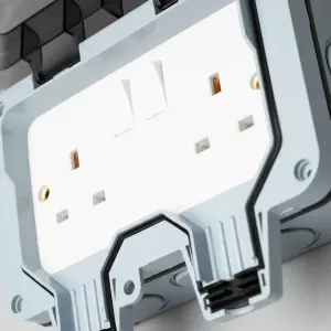 Litecraft IP66 Grey Outdoor Twin Plug Socket Box