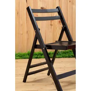 Interiors by Premier Wood Black Finish Folding Chair, Space-saver Camping Chair, Easy Foldable Wood Chair, Easy to Clean Chair