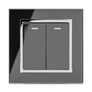 Crystal CT 2 Gang Rocker Light Switch  Black Black