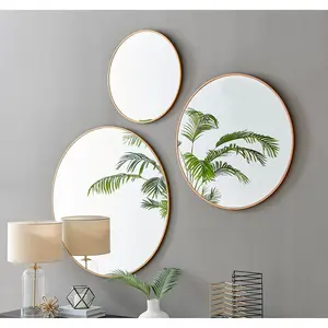 Alcantera Round Metal Frame Wall Mirror Simple and Elegant Modern Design Copper / 100cm H x 100cm W