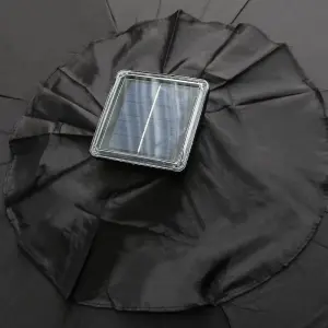 SunDaze 2.5M Black Garden Parasol with Solar LED Lights and Crank Tilt Mechanism Outdoor Patio Umbrella