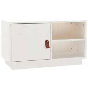 Berkfield TV Cabinet White 70x34x40 cm Solid Wood Pine