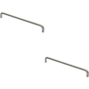 2x Round D Bar Pull Handle 444 x 19mm 425mm Fixing Centres Satin Steel