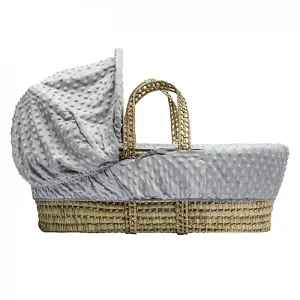 Kinder Valley Grey Dimple Palm Moses Basket with Folding Stand Natural