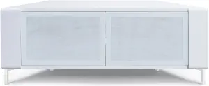 MDA Designs CORVUS Corner-Friendly White Cabinet with BeamThru Glass Doors for Flat Screen TVs up to 50"